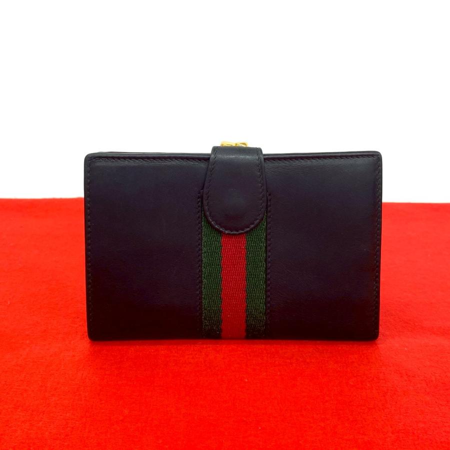 GUCCI　グッチ　折り財布　シェリーライン　　極美品‼️ GUCCI（グッチ） 極 美品 シェリーライン レザー 本革 がま口 二つ折り
