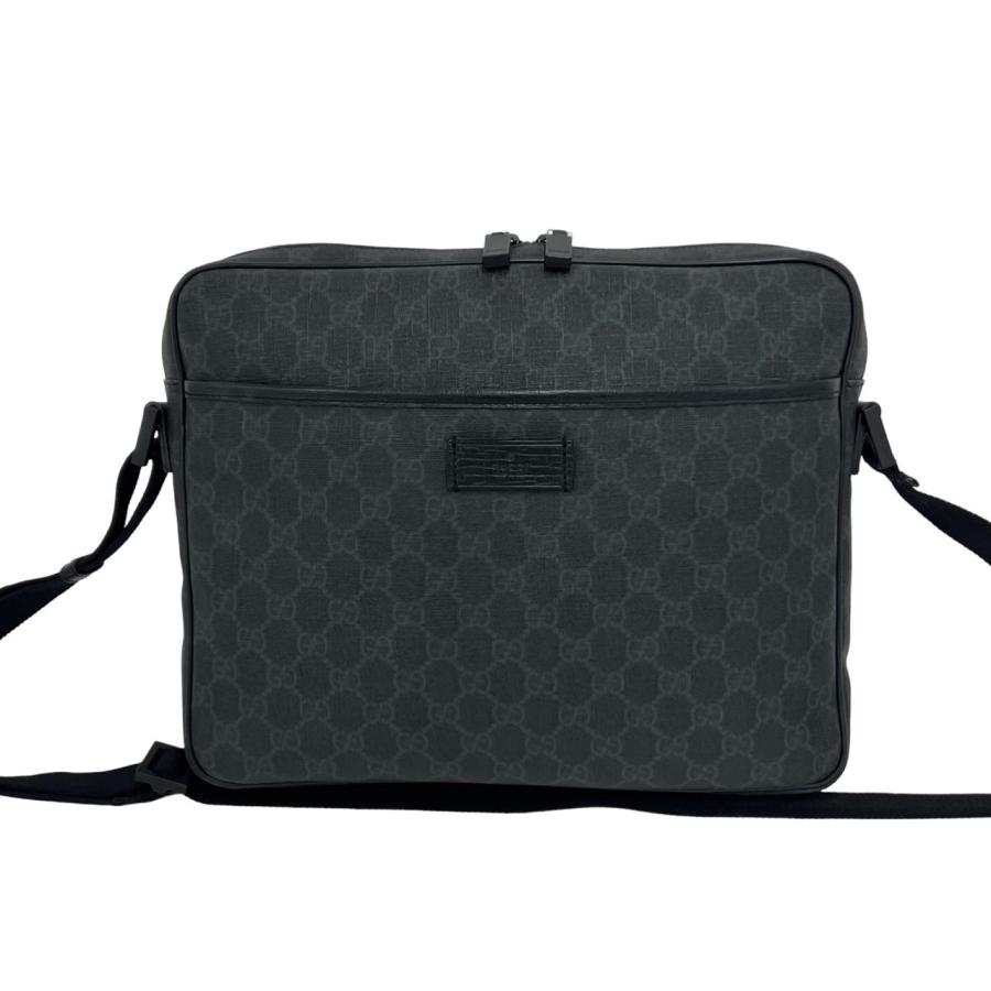 極 美品 GUCCI グッチ GG スプリーム レザー 本革 ショルダーバッグ サコッシュ ビジネスバッグ メッセンジャーバッグ ブラック 32143 GUCCI（グッチ） 極 美品 GG スプリーム レザー 本革 ショルダーバッグ
