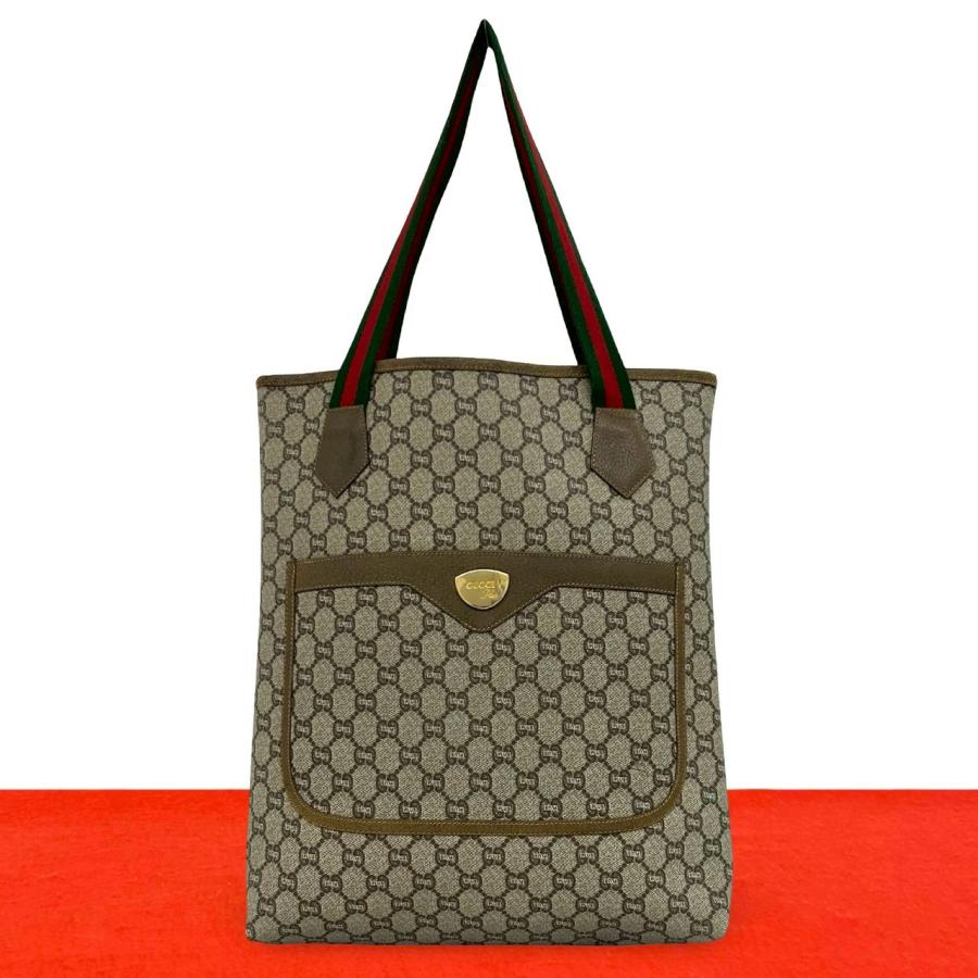【希少】GUCCI オールドグッチトートバッグシェリーライン GGプラス 大容量 GUCCI（グッチ） 極 美品 オールドグッチ ヴィンテージ シェリーライン
