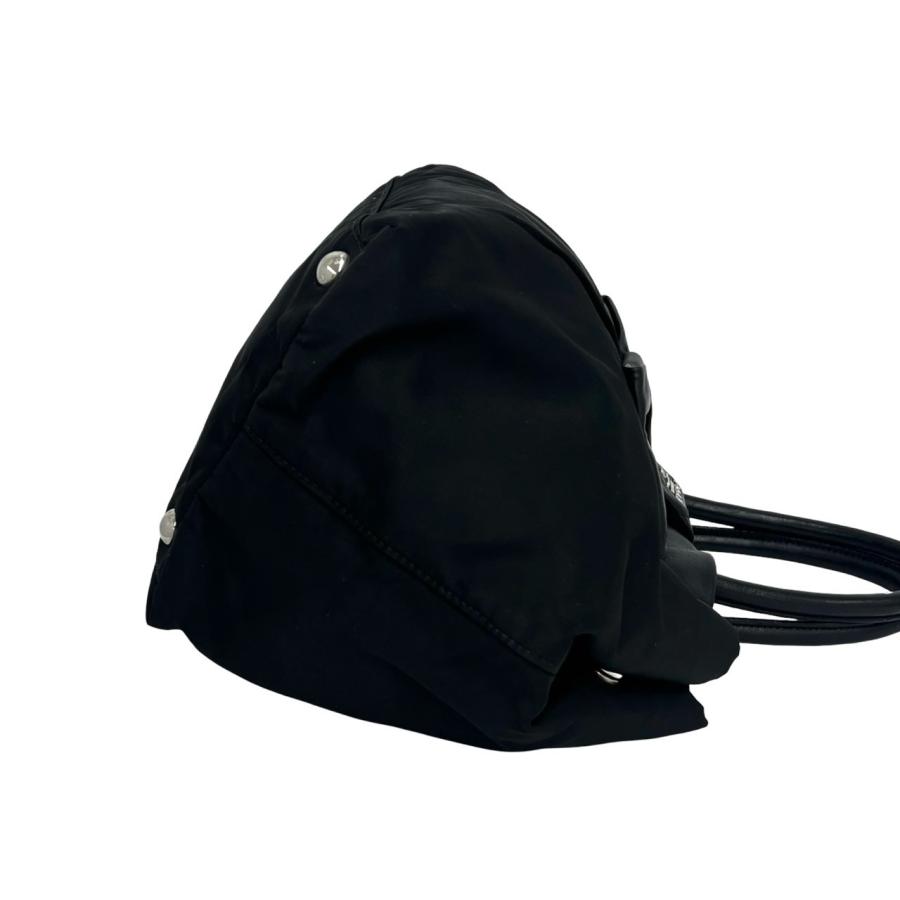 極美品✨プラダ ナイロン リボントートバッグ　ブラック ゴールド金具 白タグ PRADA（プラダ） 極 美品 ロゴ 金具 テスート ナイロン リボン