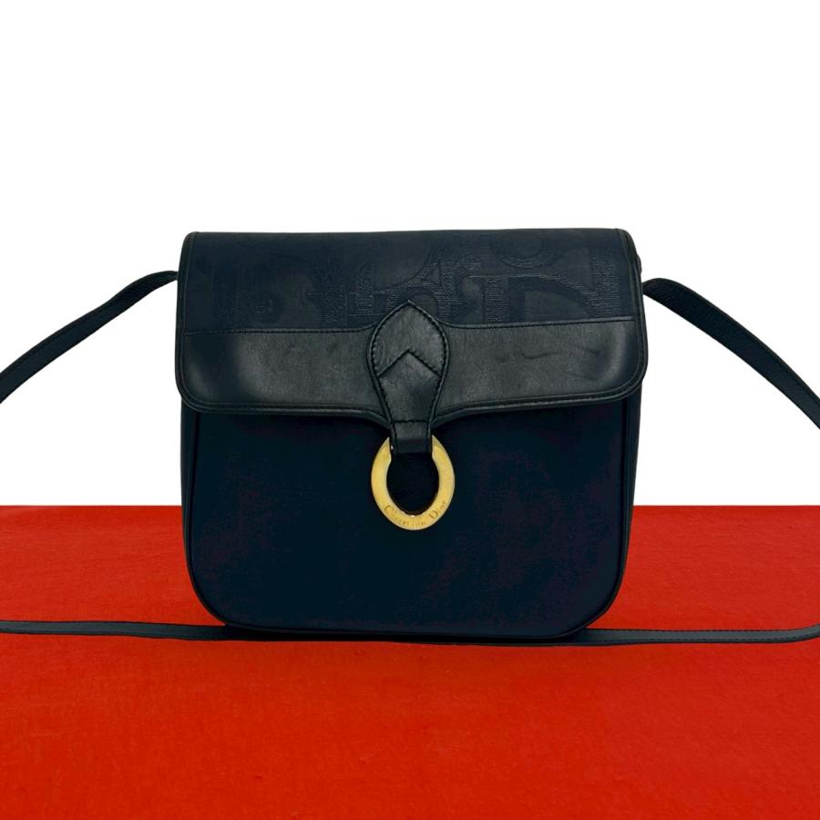 極 美品 Christian Dior ディオール ヴィンテージ ロゴ 金具 レザー 