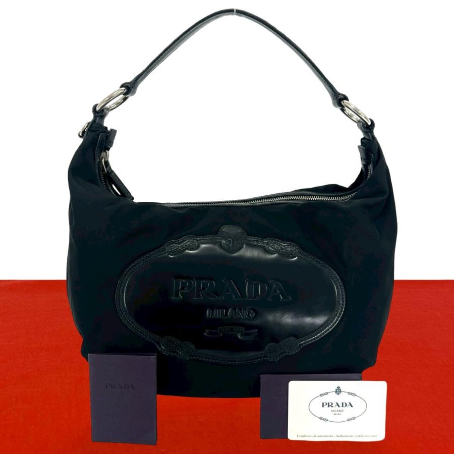 PRADA SPORTS ビンテージ　プラダ ハンドバッグ PRADA（プラダ） 極 美品 希少品 ロゴ 刻印 ナイロン レザー 本革 セミ