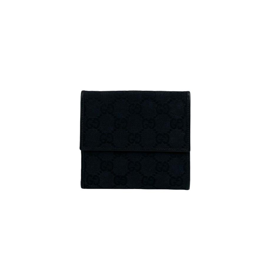 極美品✨GUCCI GGキャンバス 二つ折り財布 スクエア 10カード シルバー GUCCI（グッチ） 極 美品 箱付き GG 柄 ロゴ金具 キャンバス レザー 本