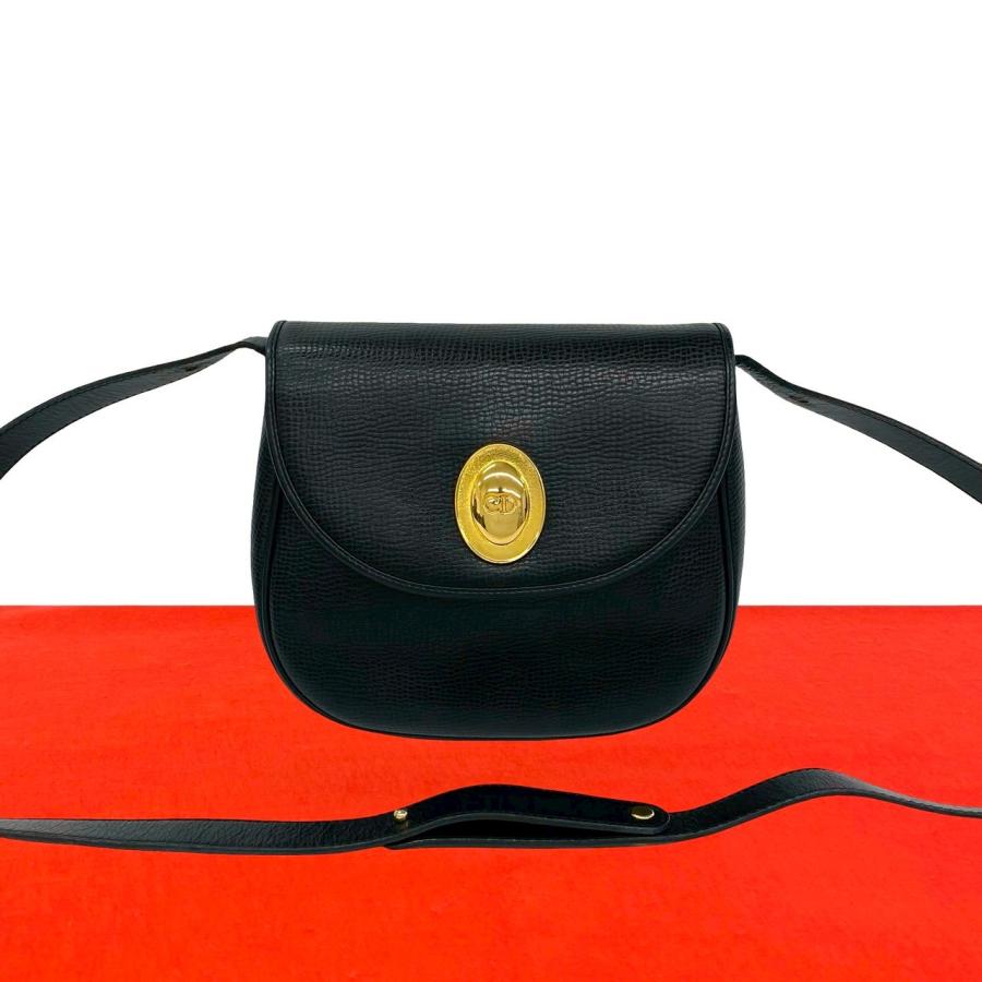 ✨美品✨ディオール ショルダーバッグ CDロゴ ゴールド金具 レザー ブラック 極 美品 Christian Dior クリスチャン ディオール CD ロゴ金具 レザー