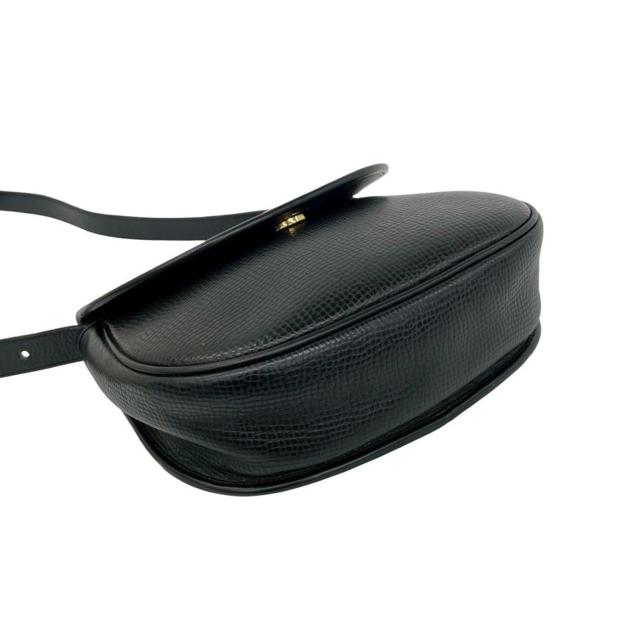 【美品】ディオール　ショルダーバッグ　CD金具　ポシェット　シボ革　レザー　黒色 極 美品 Christian Dior クリスチャン ディオール CD ロゴ金具 レザー