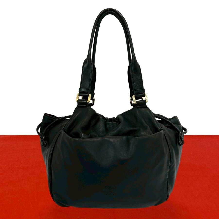 希少✨ LOEWE アナグラム レザーハンドバッグ LOEWE（ロエベ） 極 美品 希少品 アナグラム ロゴ レザー 本革 巾着