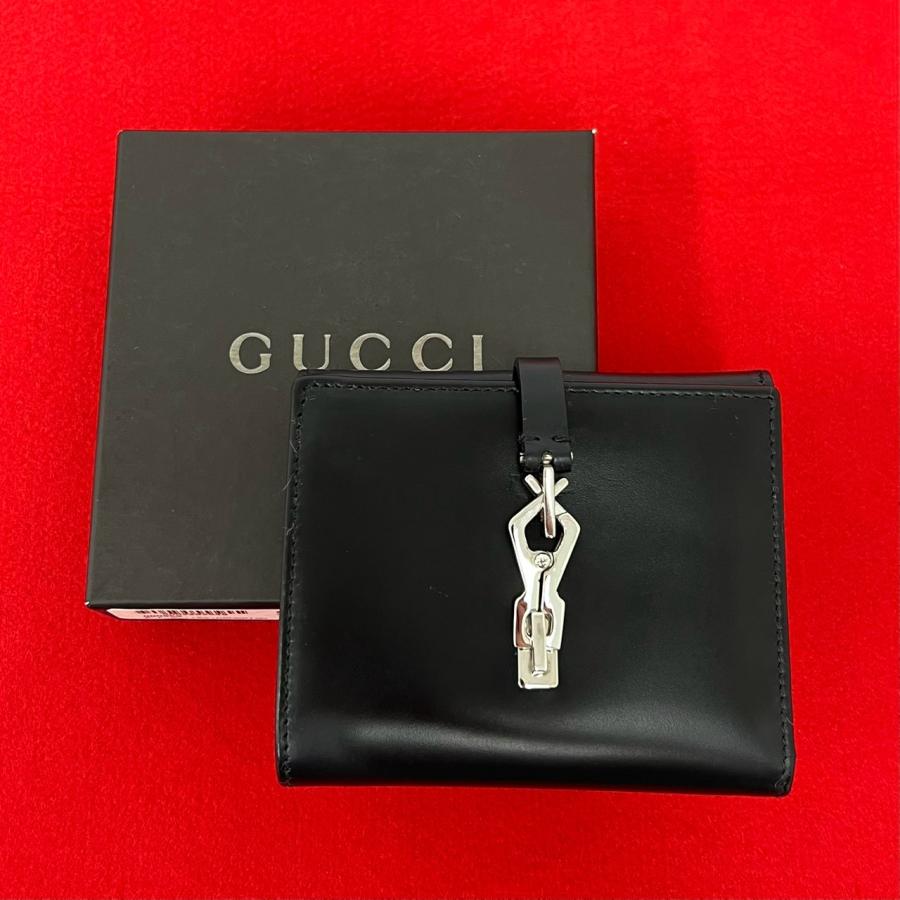 GUCCI 黒 レザー 三つ折り財布 箱付き GUCCI（グッチ） 極 美品 箱付き