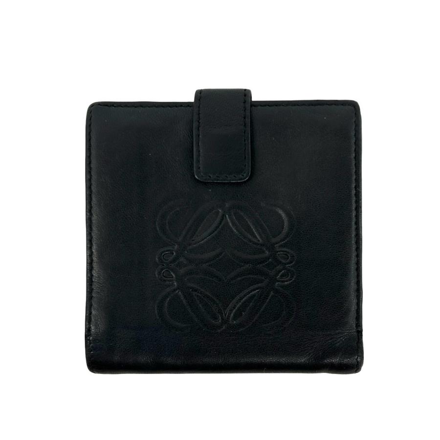 極美品✨箱付✨LOEWE 二つ折り財布 ブラック アナグラム　ロエベ　レザー LOEWE（ロエベ） 極 美品 箱付き アナグラム 型押し ロゴ ナッパ