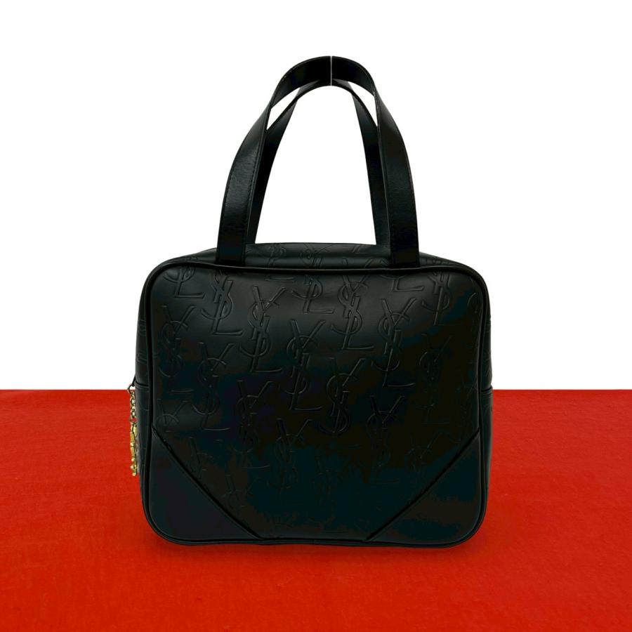 Yves Saint Laurent レザー ハンドバッグ ブラック Yves Saint Laurent（イヴ・サンローラン） 極 美品 ヴィンテージ YSL