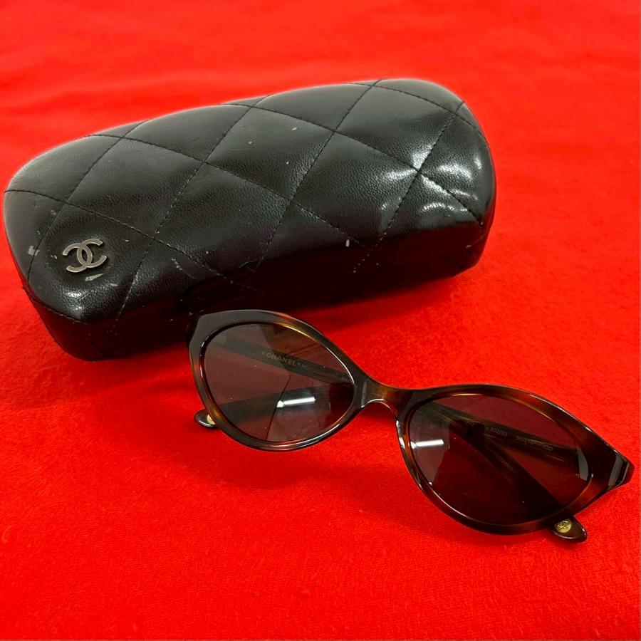 美品】CHANEL サングラス 直営店購入　ブラックマーブル CHANEL（シャネル） 極 美品 ココマーク マーブル 柄 プラスチック