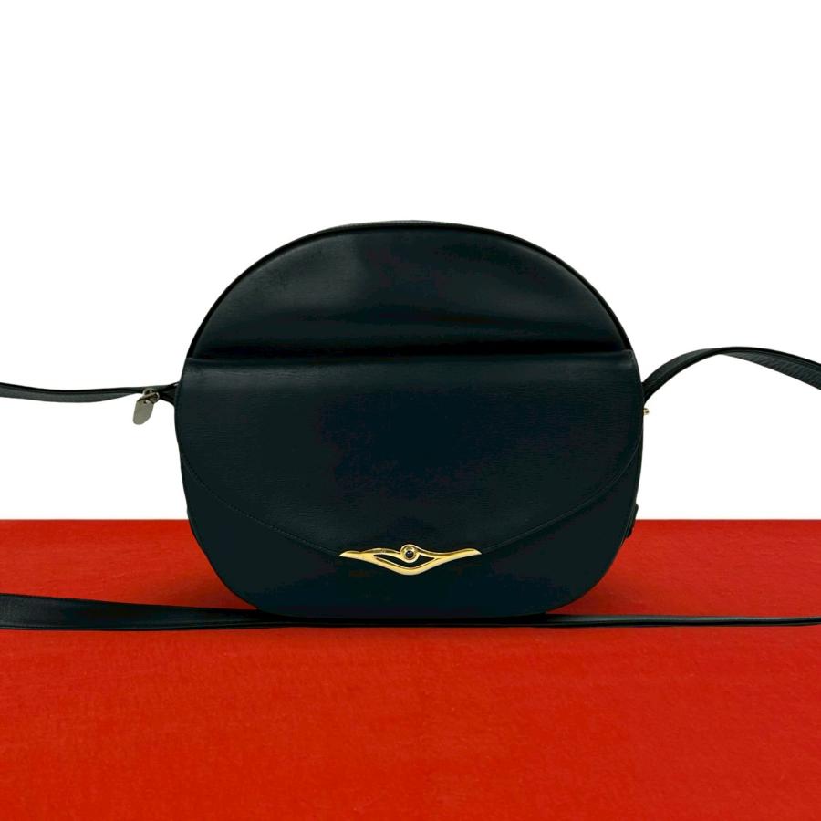 【美品】カルティエ サファイアライン パーティバッグ 小さめ レザー ブラック Cartier（カルティエ） 極 美品 希少品 サファイアライン レザー 本革