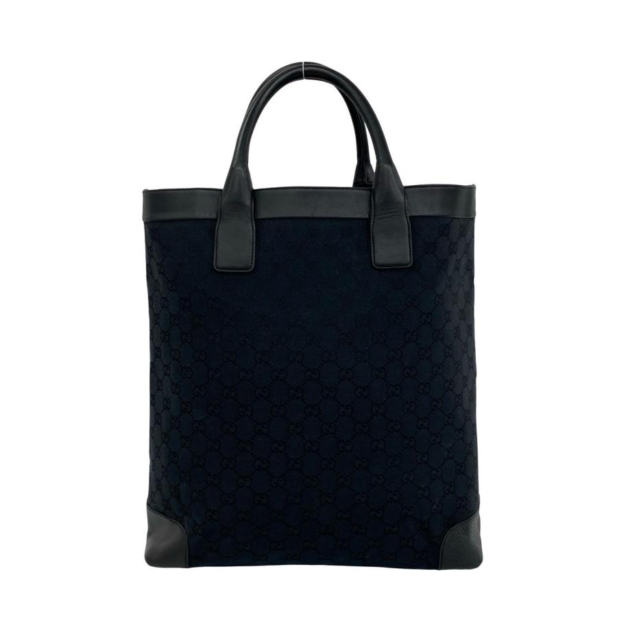 a419【極美品】GUCCIグッチ GGキャンバス レザートートバッグ 黒 袋付 GUCCI（グッチ） 極 美品 希少品 GG ロゴ 柄 レザー 本革 キャンバス