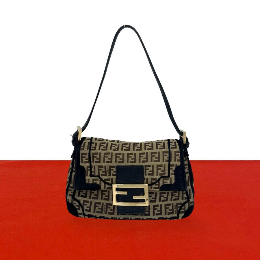 FENDI（フェンディ） 極 美品 ズッキーノ FF 柄 キャンバス レザー 本 