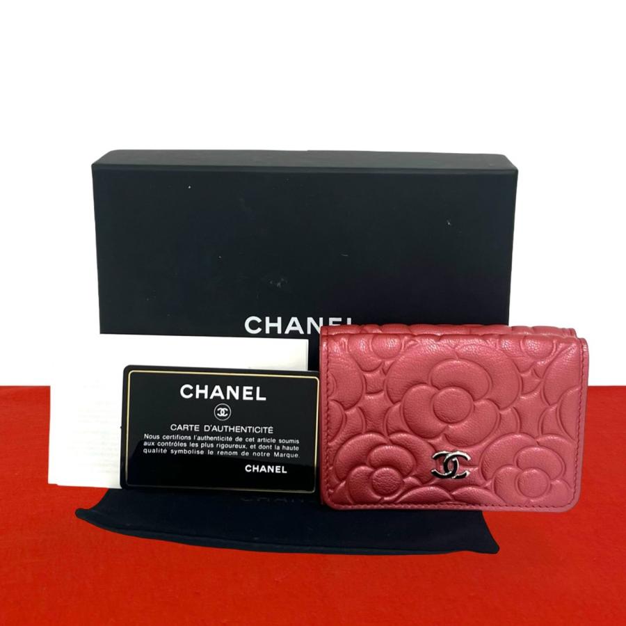 CHANEL 本物 カメリアケース 小銭入 シール有 丸型 本革 レザー CHANEL（シャネル） 未使用保管品 箱 袋付き カード シール有 28番台