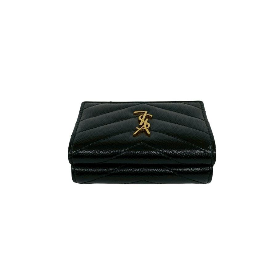 美品✨サンローランパリ 三つ折り財布 カサンドラロゴ  本革 深緑 レア色 極 美品 箱付き SAINT LAURENT PARIS サンローランパリ YSL カサンドラ