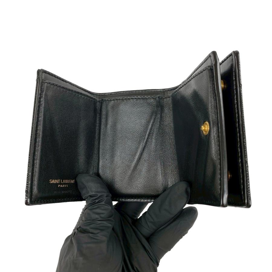 極美品✨SAINT LAURENT 三つ折り財布 ミニウォレット ブラック 極 美品 箱付き SAINT LAURENT PARIS サンローランパリ YSL カサンドラ