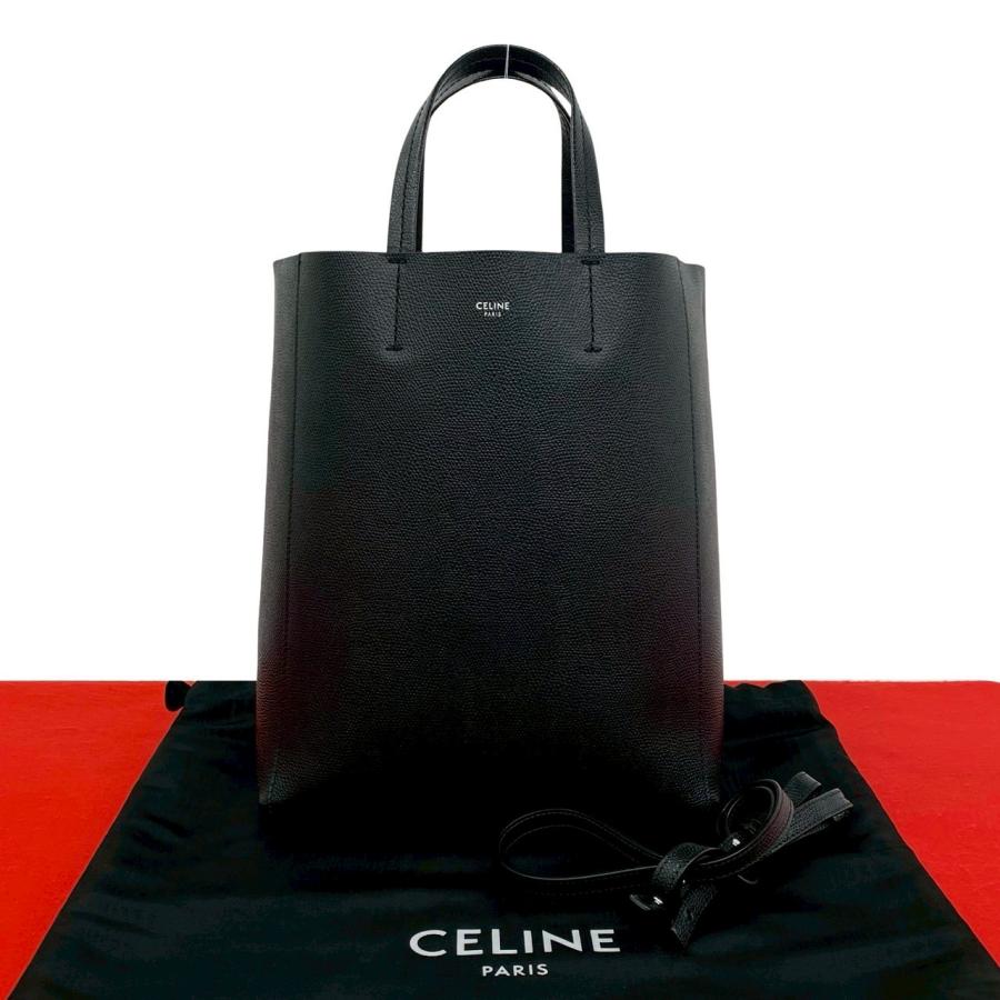 超極美品　セリーヌ　バーティカルカバ　スモール　トートバッグ　ハンド　黒 CELINE（セリーヌ） 極 美品 保存袋付き バーティカル カバ スモール