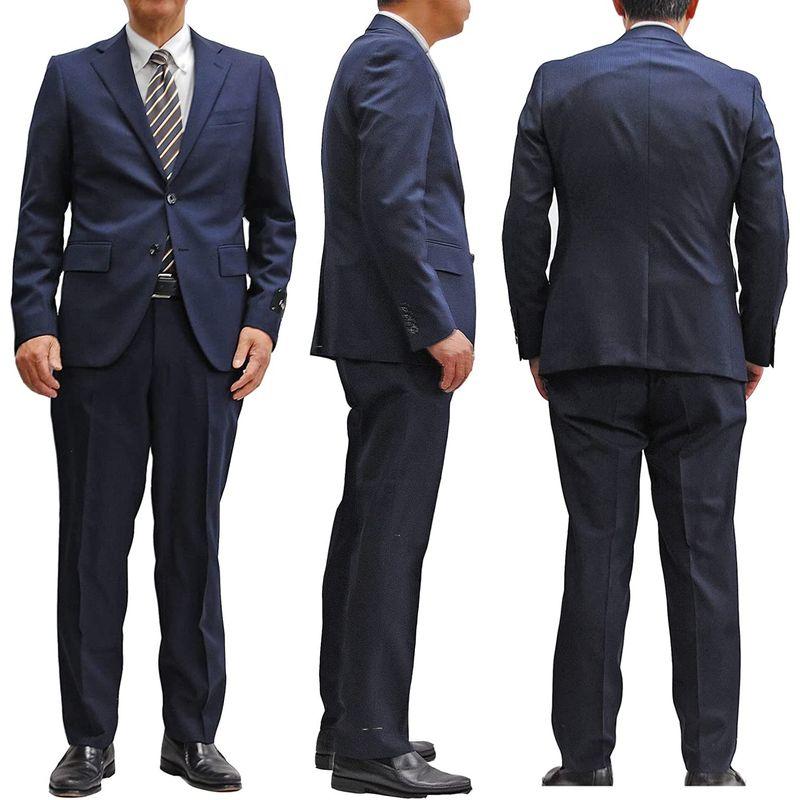 FICCE（フイッチェ） 細身シングルスーツ 上下セットアップ ビジネススーツ ノータック 紺 2361-88 (A6) 