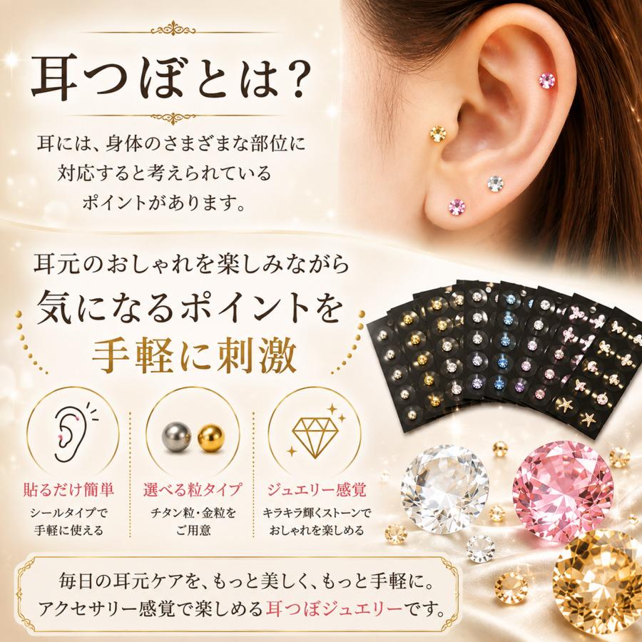 耳つぼジュエリー パール 20粒 ホワイト SS10 SS16 チタン粒 透明