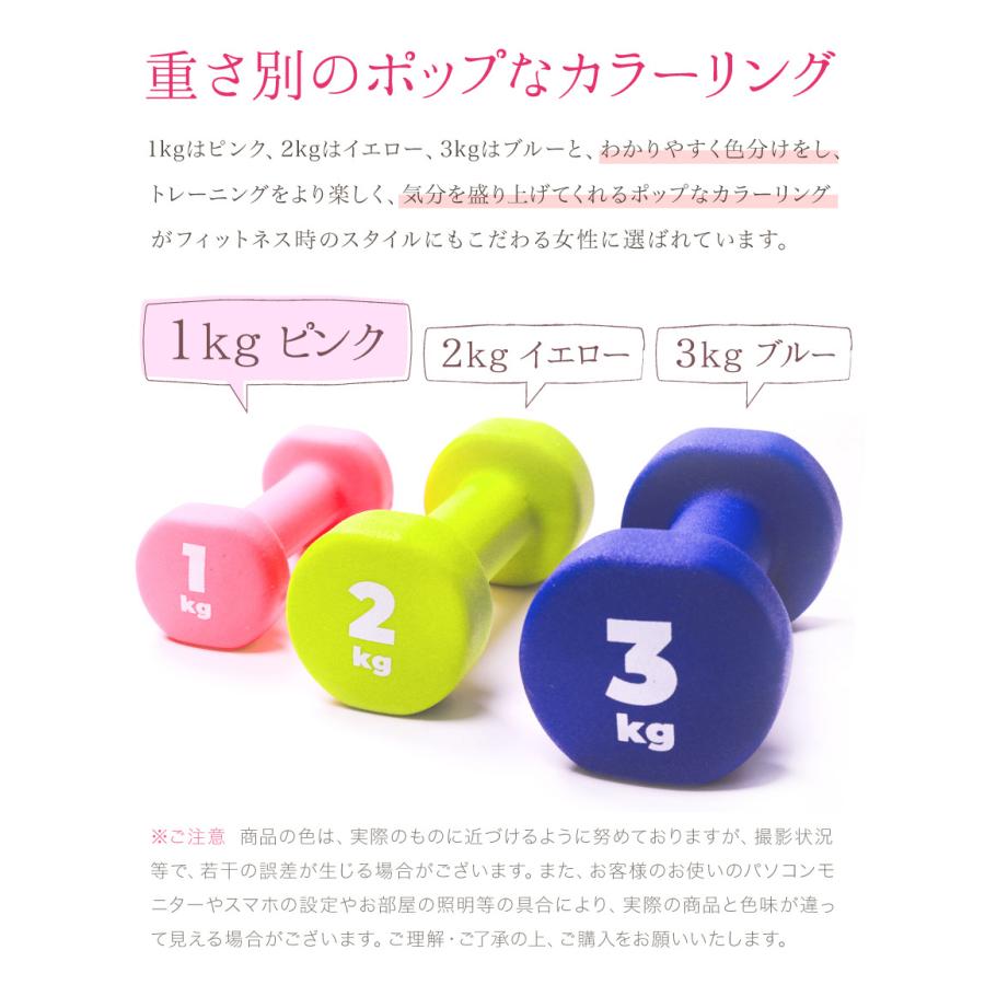 Lino Mirai（リノミライ） ネオプレン ダンベル 1kg 2個 セット ピンク