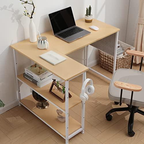 ★11時間以内発送★美品 YeTom l字デスク ゲーミングデスク 机 デスク 右棚左棚 幅107cm pcデスク コーナーデスク つくえ 棚板高さ調節可能 収納袋付き L字型 【7883302682】(28095円)