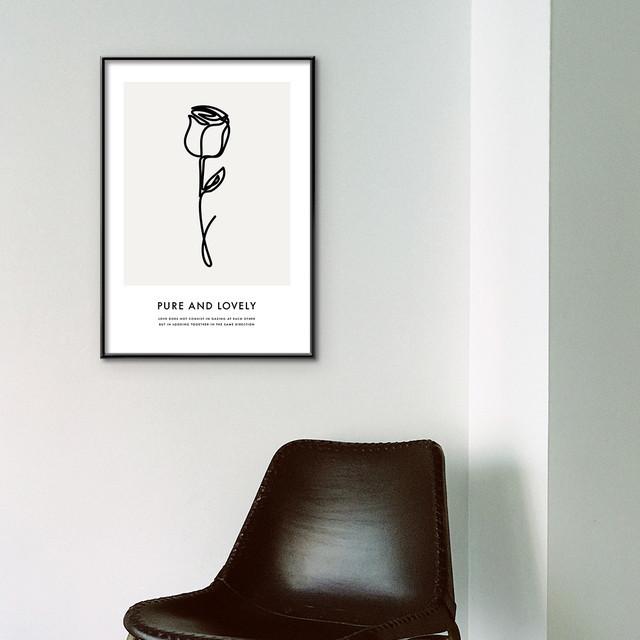 A0041/線画/アートポスター/インテリア/モダン/ウォールデコレーション/壁掛け/アートパネル/花/バラ | ブランド登録なし | 01