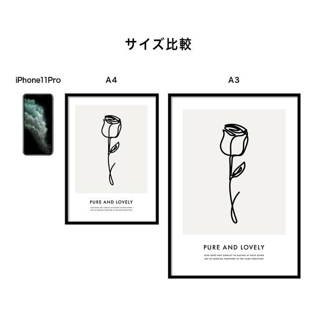 A0041/線画/アートポスター/インテリア/モダン/ウォールデコレーション/壁掛け/アートパネル/花/バラ | ブランド登録なし | 04