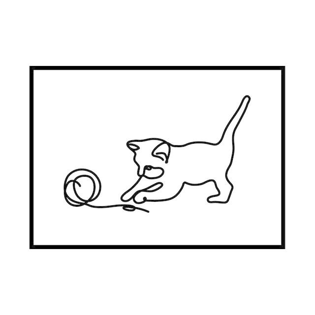 A0045/線画/アートポスター/インテリア/モダン/ウォールデコレーション/壁掛け/アートパネル/猫/ネコ | ブランド登録なし