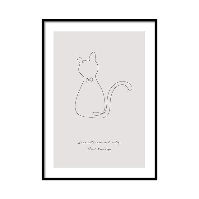 A0097/線画/アートポスター/インテリア/モダン/ウォールデコレーション/壁掛け/アートパネル/猫/ネコ | ブランド登録なし