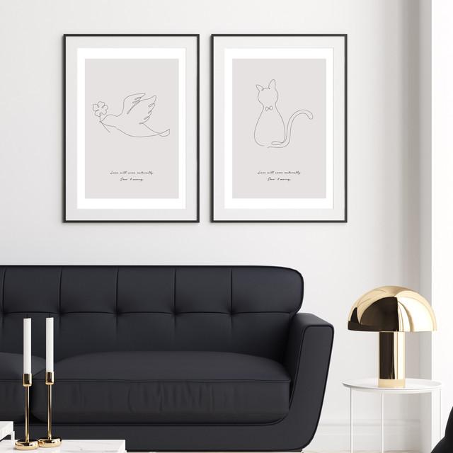 A0098/線画/アートポスター/インテリア/モダン/ウォールデコレーション/壁掛け/アートパネル/鳥 | ブランド登録なし | 03