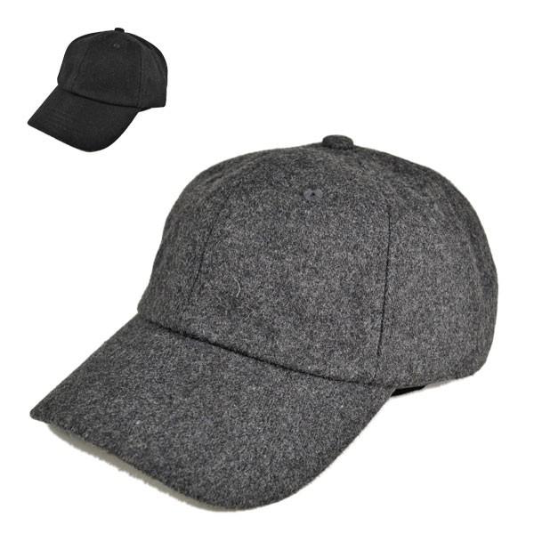 メルトン ベースボールキャップ ウール ブラック 黒 帽子 : 帽子