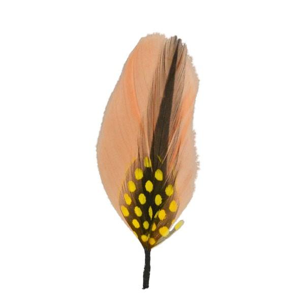 帽子の羽根飾りL 人気ブランド新作豊富 ベージュ 差し色ブラウン 2021年秋冬新作 黄色いドット