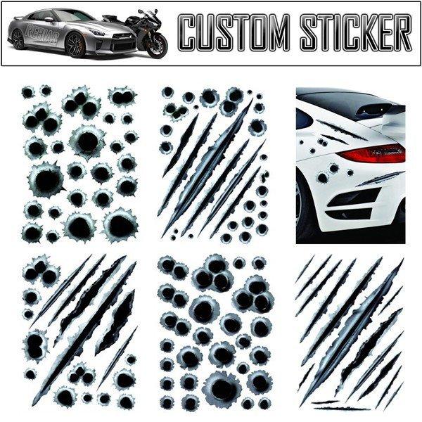 カスタム 弾痕 銃弾 ステッカー キズ 傷跡 クラッシュ スラッシュ 車 バイク ドレスアップ シール エンブレム Custom Sticker Ns 57 卸問屋 雷音 Yahoo 店 通販 Yahoo ショッピング