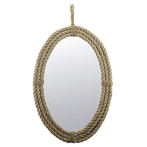 【特価】 Rope Oval Decorative Stonebriar Mirror D?cor輸 Wall Unique Loop Hanging with レリーフ、アート