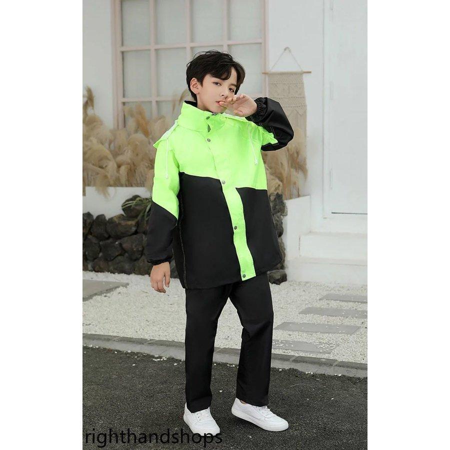 レインスーツ キッズ レインコート キッズ レインウェア 上下セット ジュニア セパレート アウトドア ランドセル対応 小学生 中学生 雨具 カッパ トップス 古着 IZOD アイゾッド 無地スウェット ワンポイント グリーン系 メンズL 中古 n019988