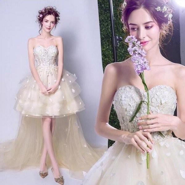 限定製作 前短後長 ウェディングドレス ロングパーティードレス 可愛いさアップ 二次会 結婚式 披露宴 司会者 花嫁 写真撮影 演奏会 お呼ばれ オフショルダ 海外正規品 Zoetalentsolutions Com