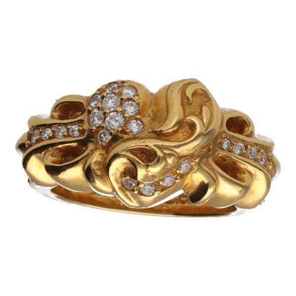 Chrome Hearts クロムハーツ フローラルクロスハートリング 22K/wP.DIA パヴェダイヤ 指輪 アクセサリー16-362AO