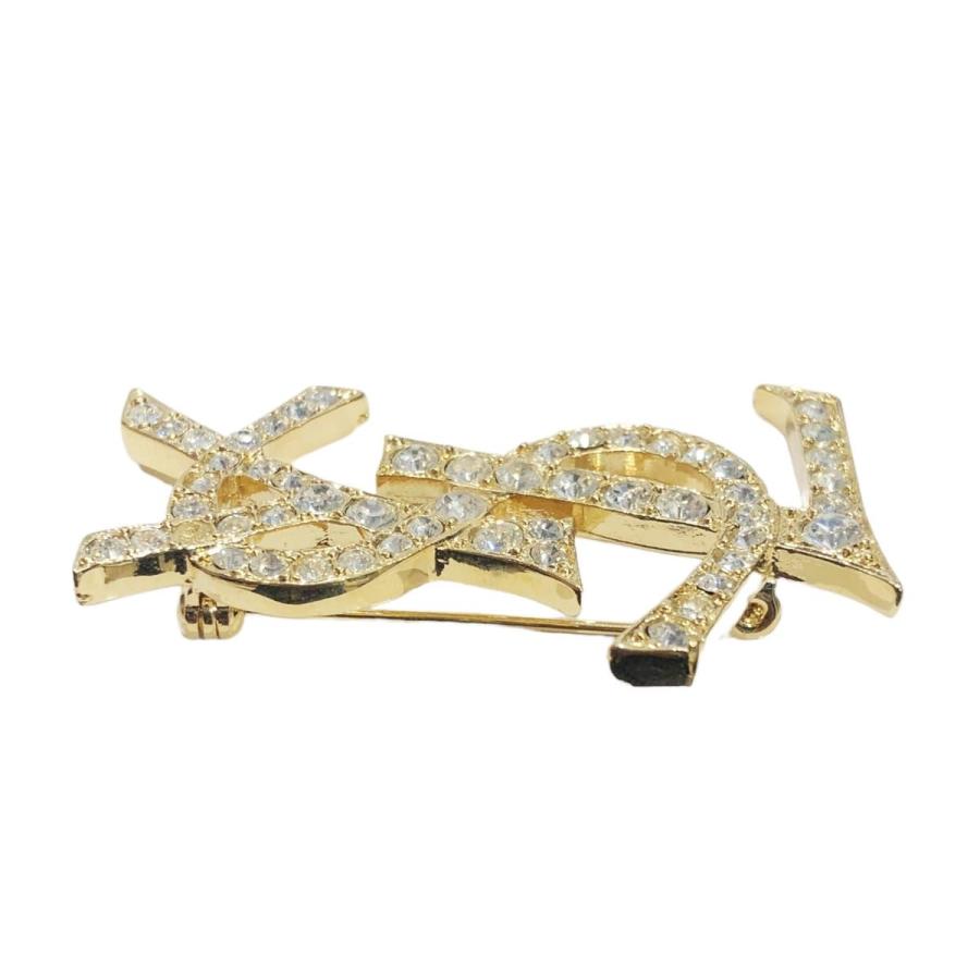 中古】 Saint Laurent サンローラン YSLブローチ ブローチ YSL ライン