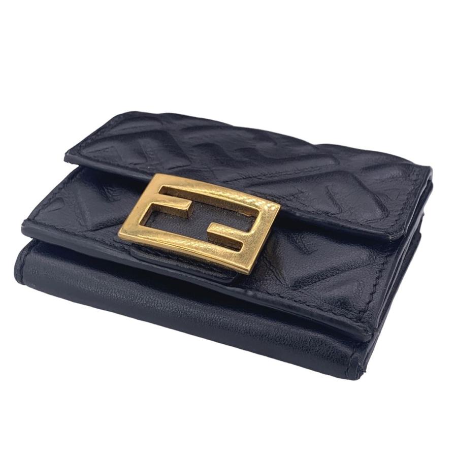 Fendi フェンディ メンズ財布 マイクロ 三つ折り財布 ブラック