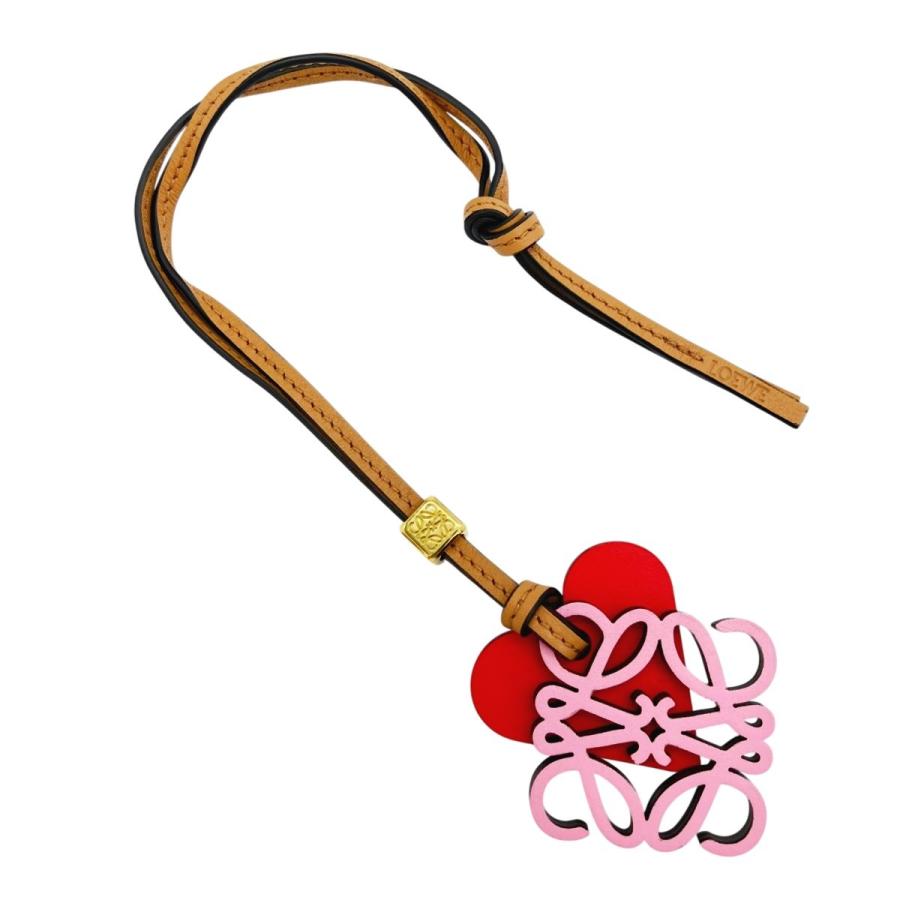 LOEWE（ロエベ） 【中古】 アナグラム ハートチャーム ピンク×レッド