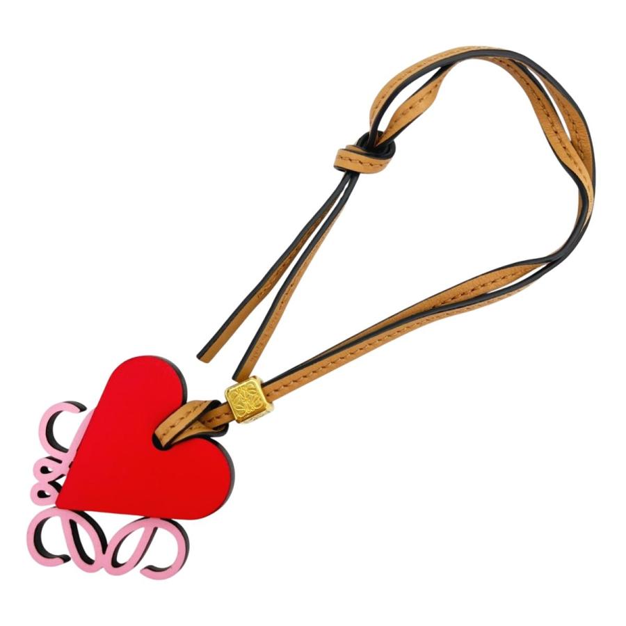 ロエベ　ハート　チャーム LOEWE 【中古】 ロエベ アナグラム ハートチャーム ピンク×レッド