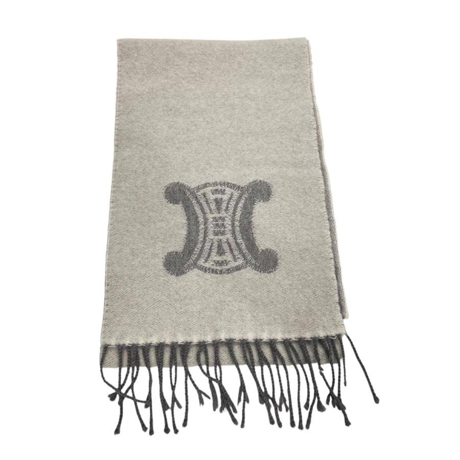 CELINE（セリーヌ） 【中古】 マカダム ロゴ カシミア マフラー グレー