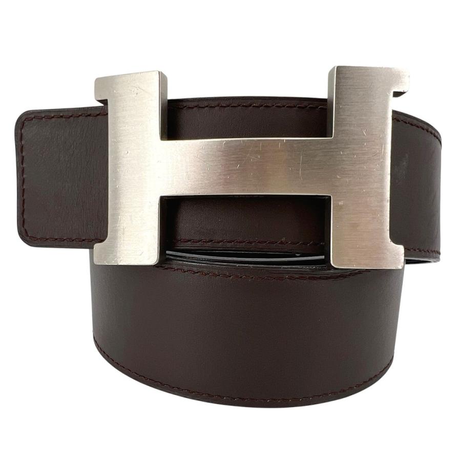 HERMES ブラック.ブラウンのリバーシブルレザーベルト HERMES ブラウンxブラック(リバーシブル)レザー ベルト
