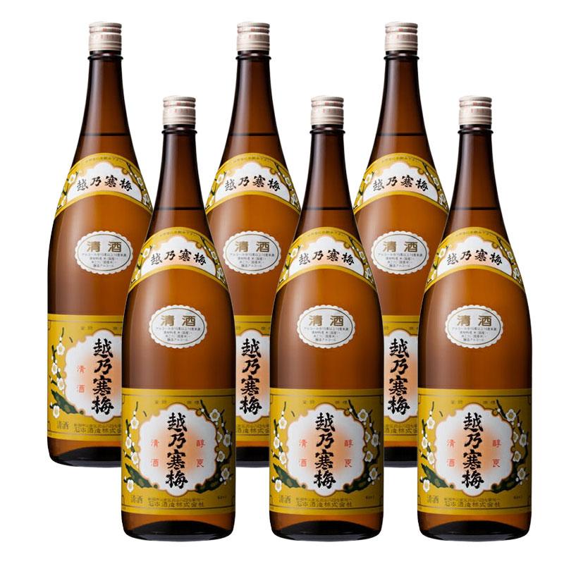 送料無料 日本酒 石本酒造 越乃寒梅 白ラベル 普通酒 1800ml 1.8L×6本 