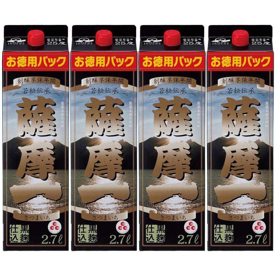 若松酒造 あすつく 送料無料 芋焼酎 薩摩一 25度 2700ml 2.7L×4本 