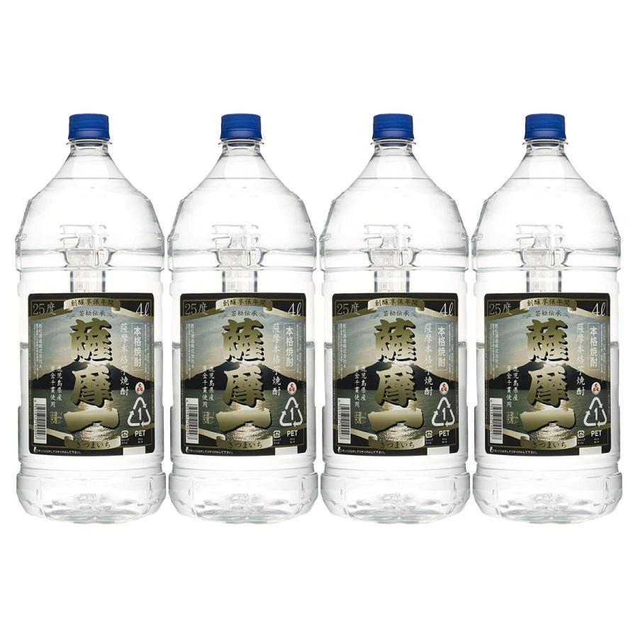 薩摩芋焼酎　薩摩一 25度 PET 4リットル4本セット 送料無料 若松酒造 薩摩一 芋 25度 4000ml 4L×4本 : リカーBOSS - 通販