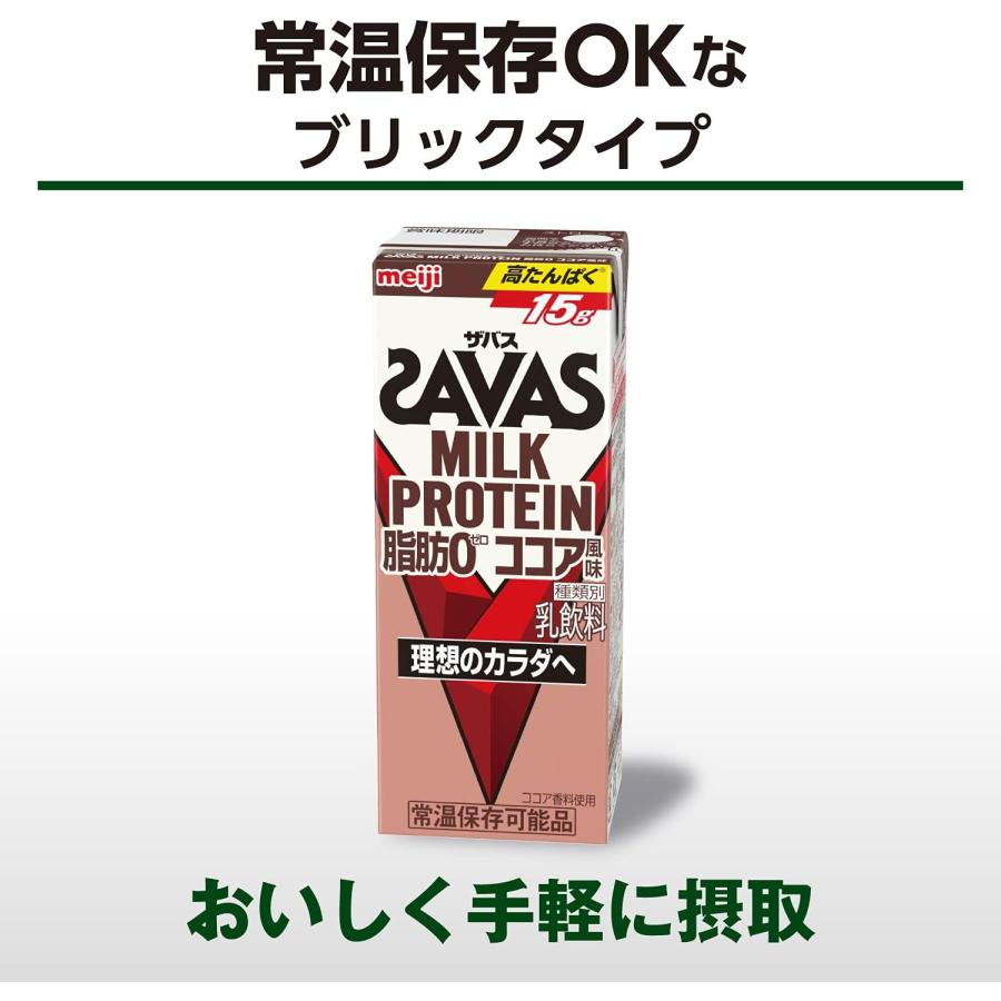 ザバス 送料無料 SAVAS MILK PROTEIN 脂肪0 ココア風味 200ml×1ケース