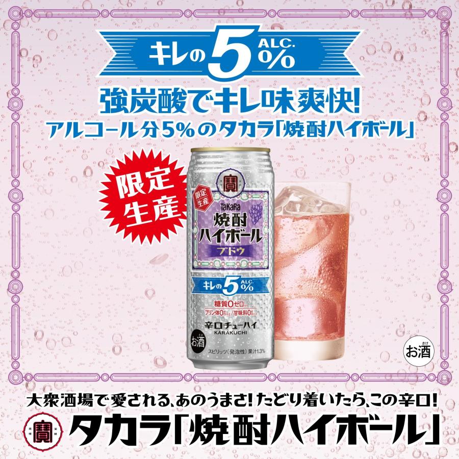 タカラ 焼酎ハイボール あすつく 宝 キレの5％ ブドウ 500ml×1ケース
