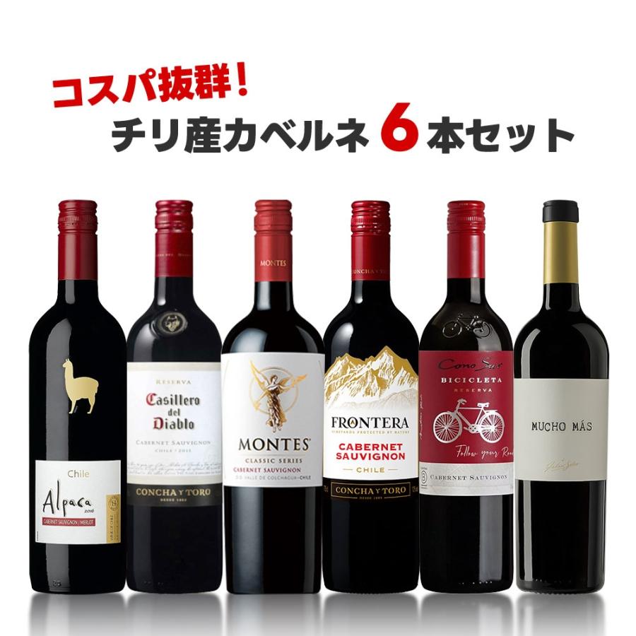 送料無料 チリ産カベルネ 飲み比べセット 750ml×6本 ワイン wine