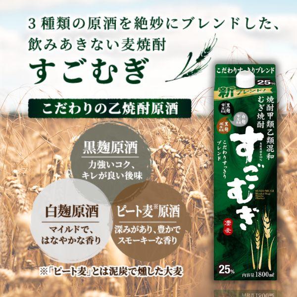 合同 すごむぎ 焼酎 25度 1.8L 1800ml パック 麦焼酎 合同酒精｜liquorisland｜02